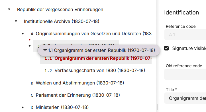 Drag and drop with insertion marker