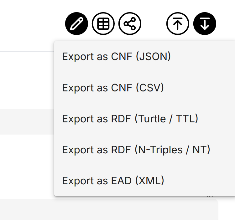 Dropdown Menu with export Formats