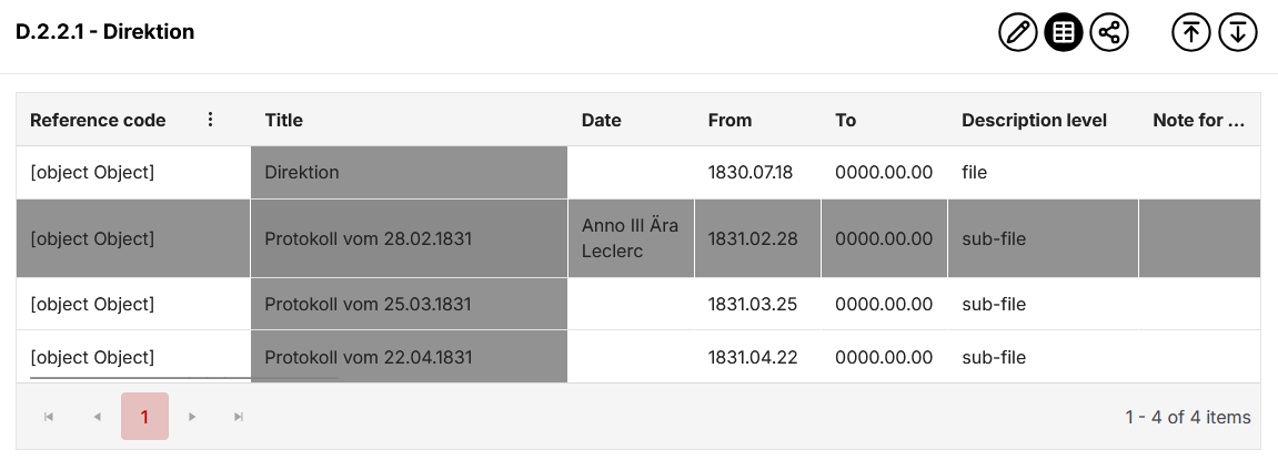 Navigation with arrow keys: crosshairs show the current position
