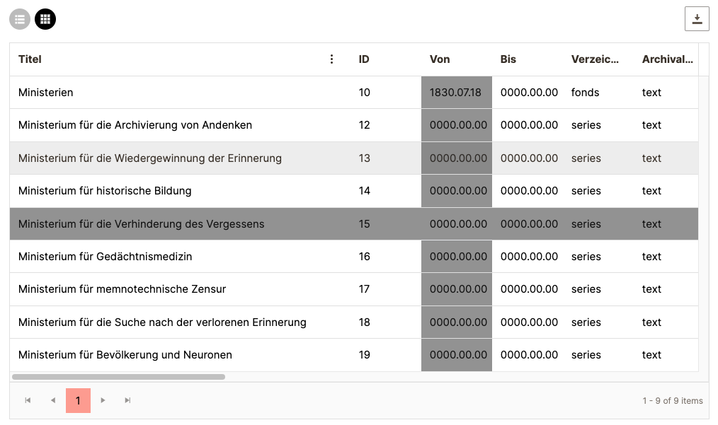 Navigation with arrow keys: crosshairs show the current position