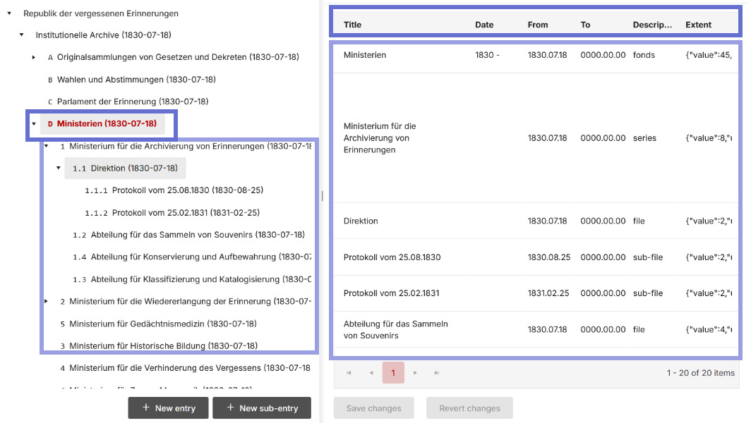 The Grid shows an entry with all descendants