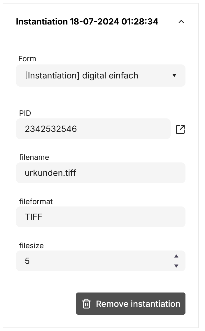 digital Instantiation, with PID and Link