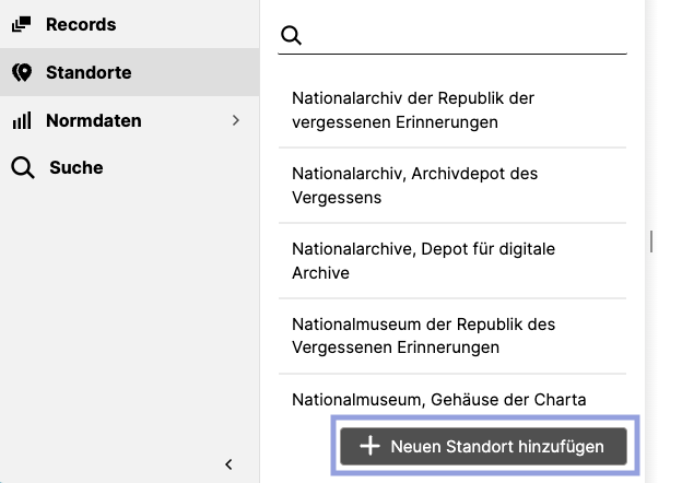 Button for new entry