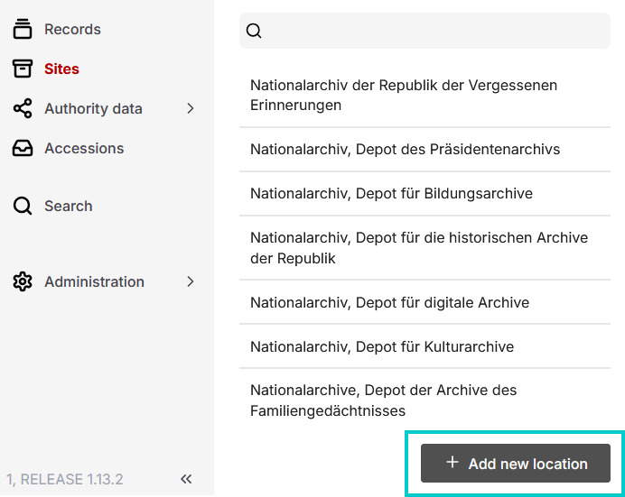 Button for new entry