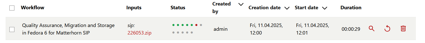 Informations about a specific execution