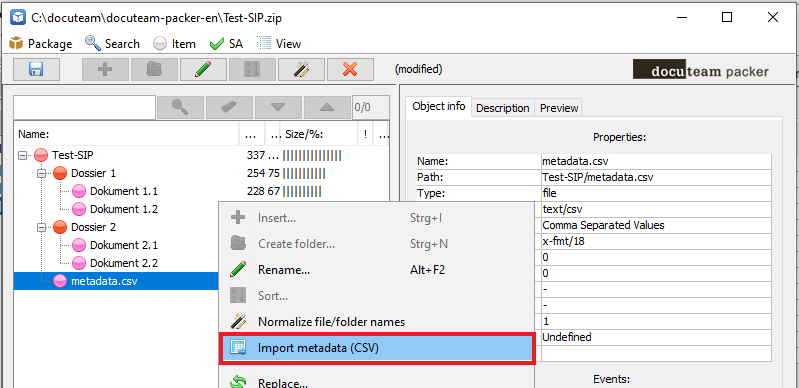 Metadata import