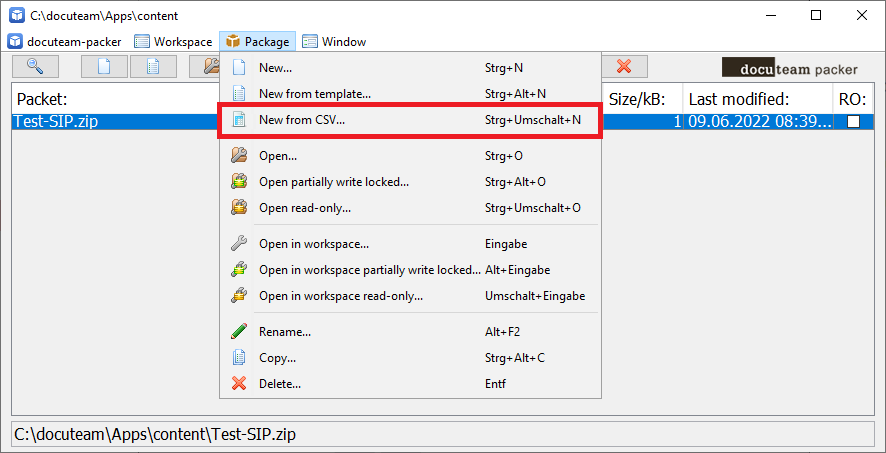 create new SIP from csv