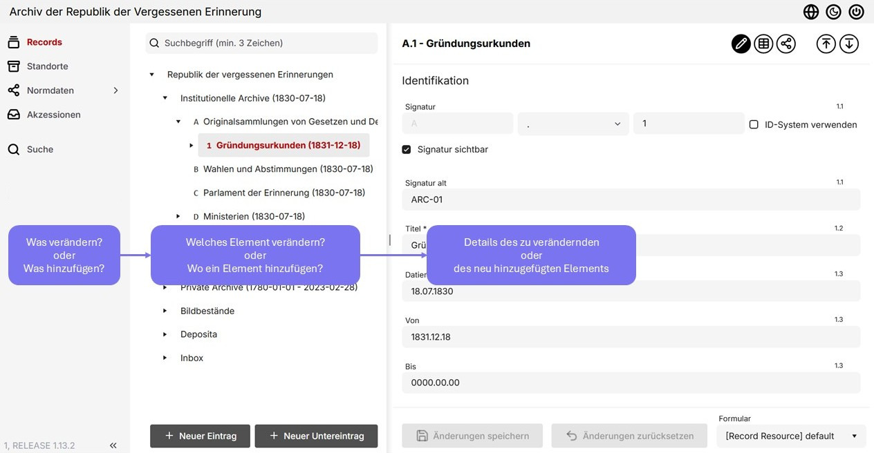 Dreiteiliges Layout von docuteam context