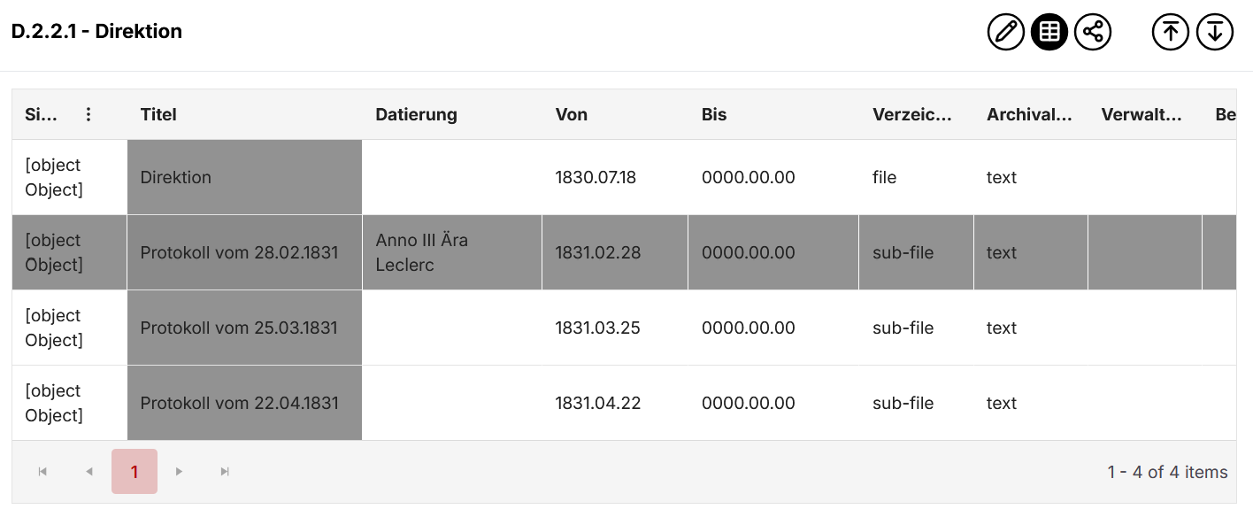 Navigation mit Pfeiltasten: "Fadenkreuz" zeigt aktuelle Position