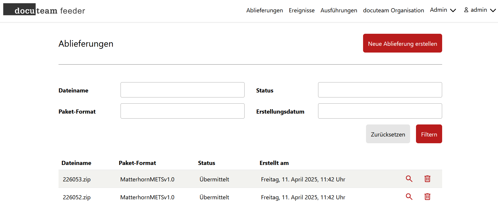 Ablieferungen