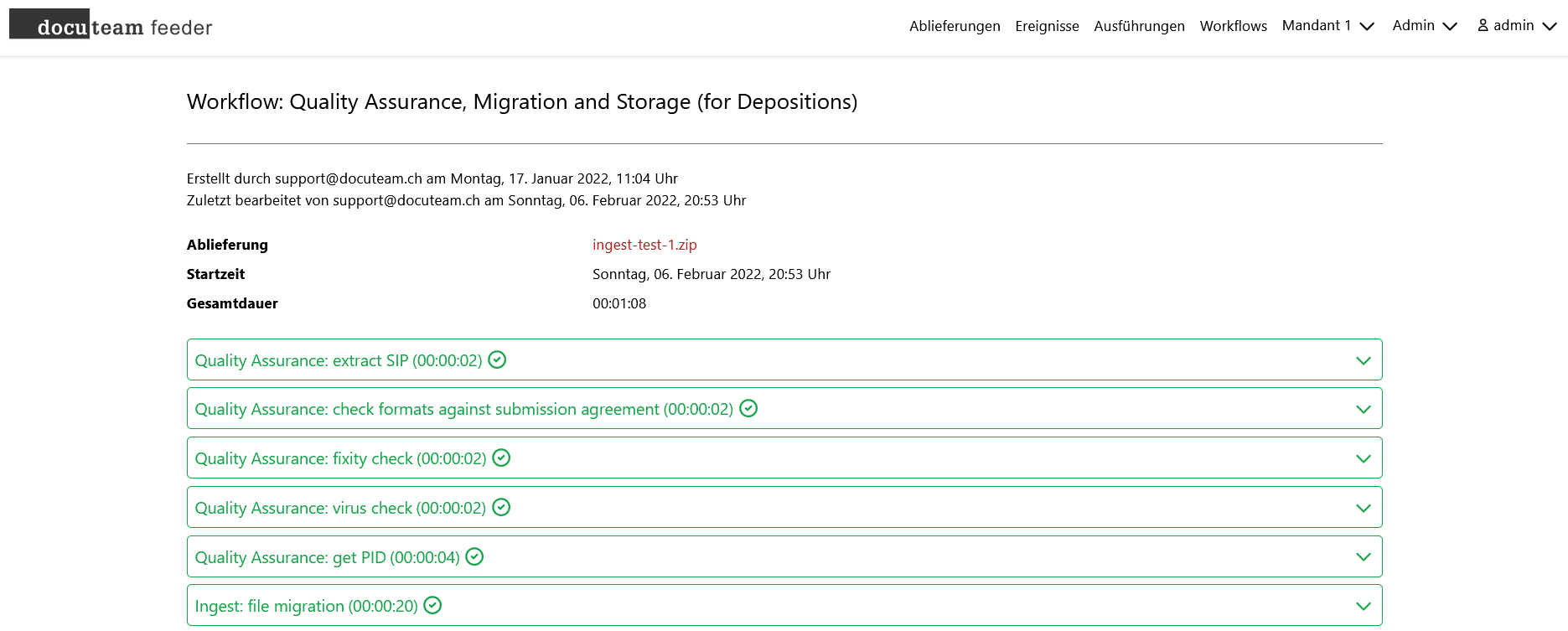 Detailinformationen zu einer Ausführung