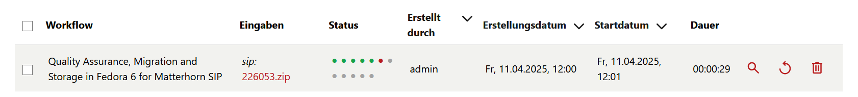Informationen zu einer einzelnen Ausführung