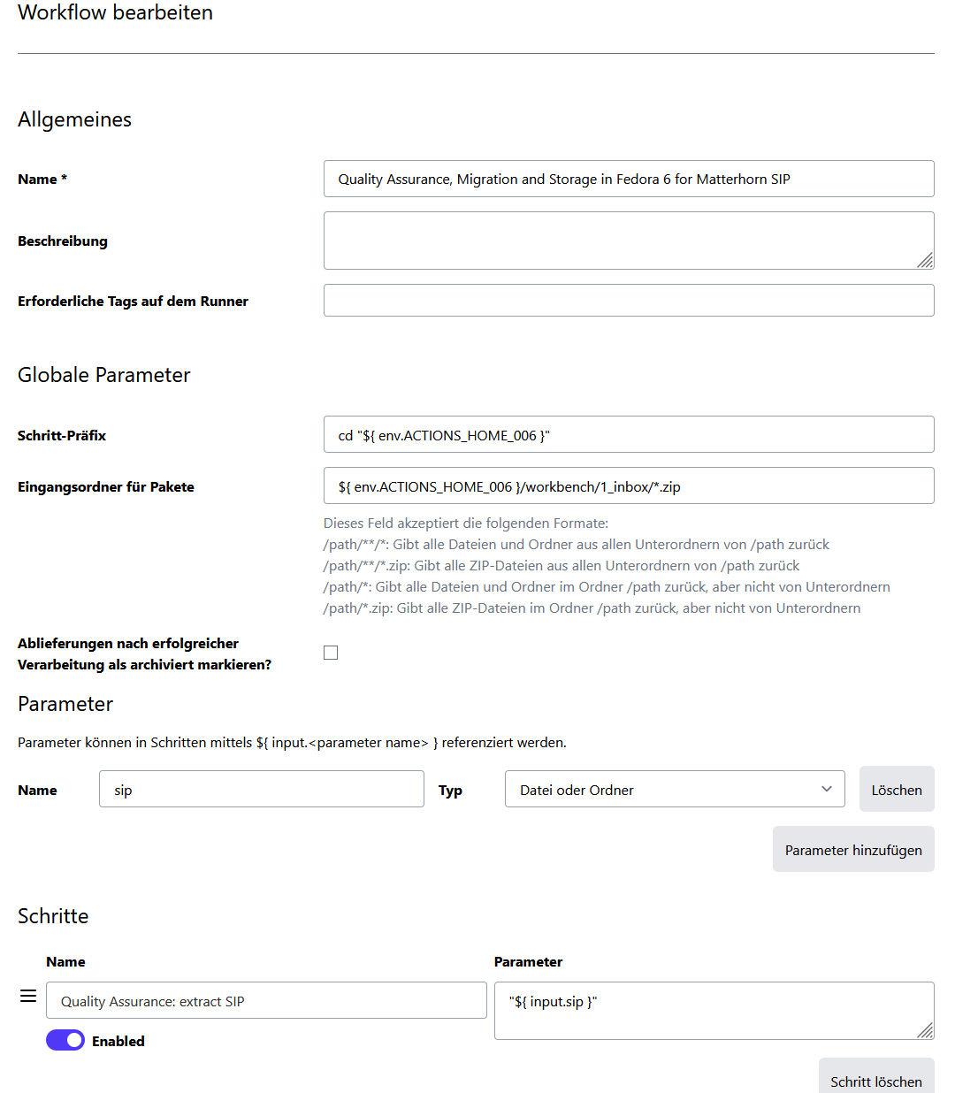 Workflow bearbeiten