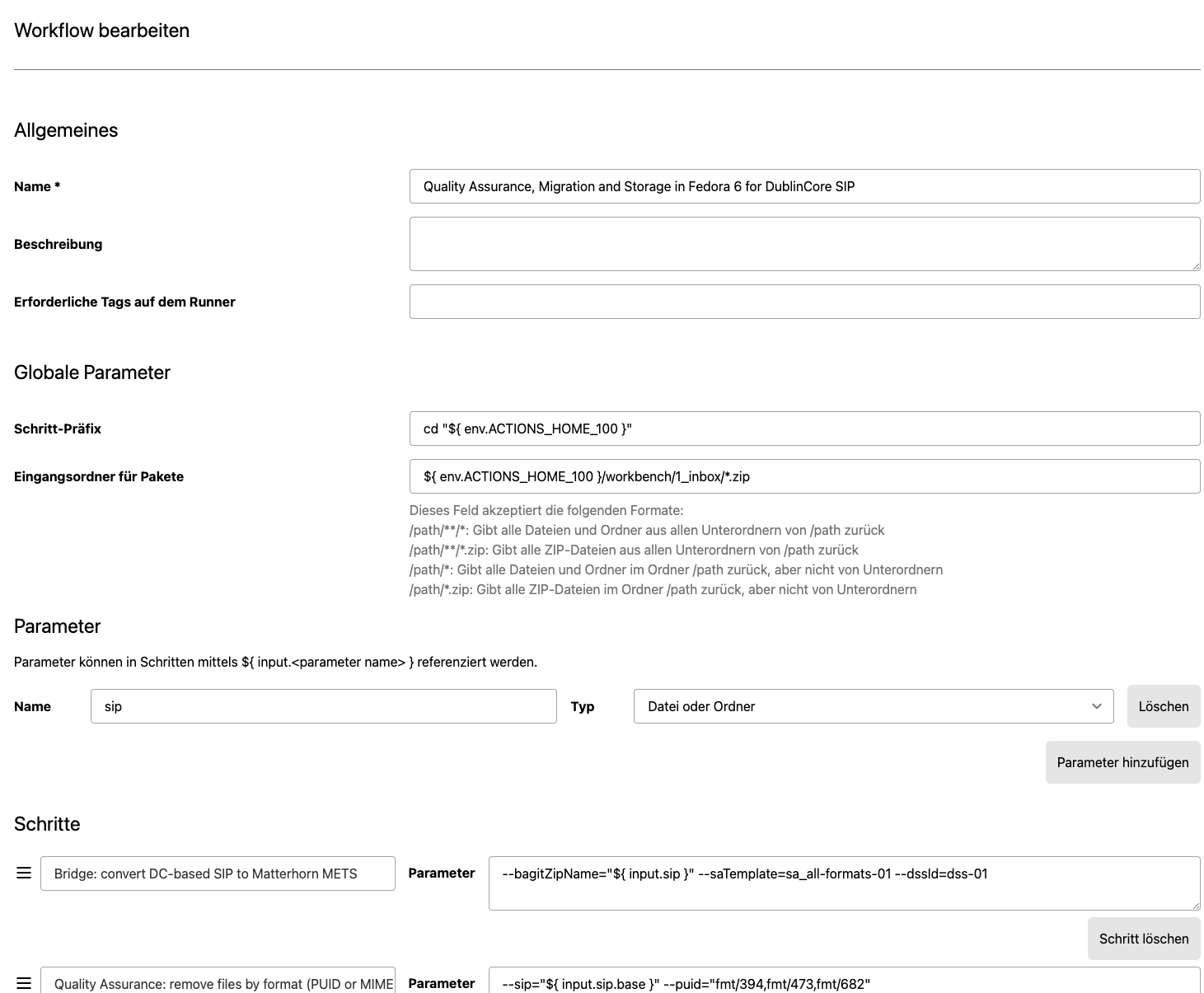 Workflow bearbeiten