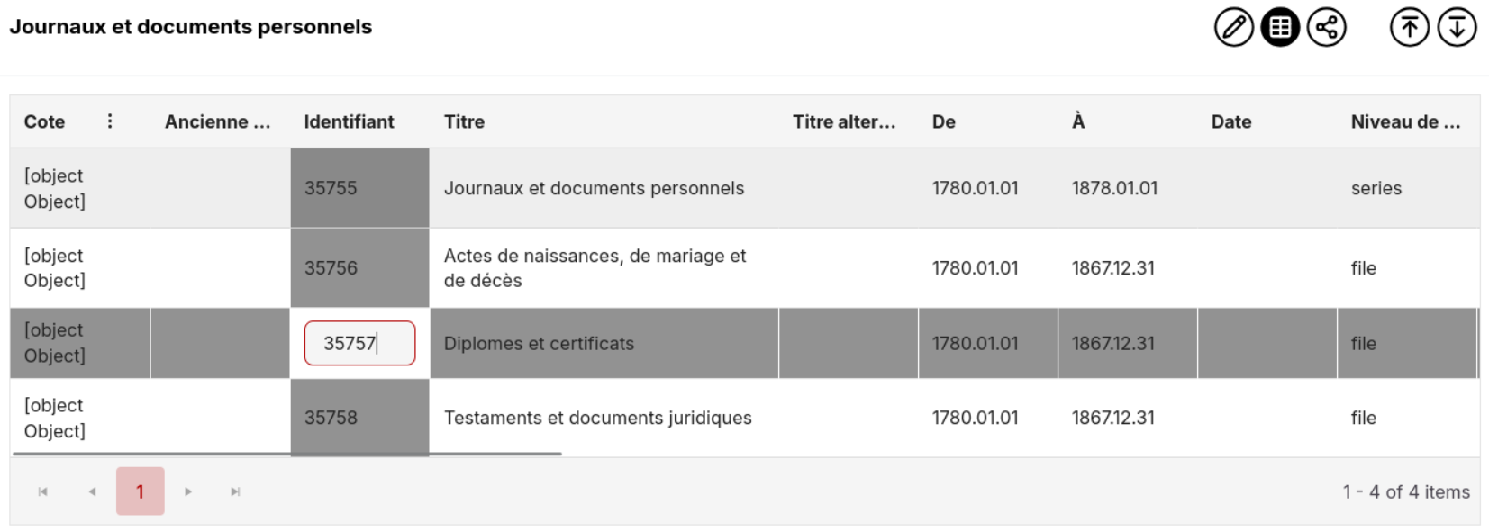 Cellule modifiable dans le Grid