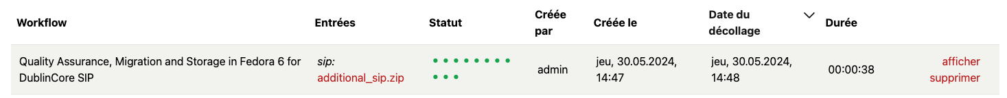 Information sur une exécution spécifique