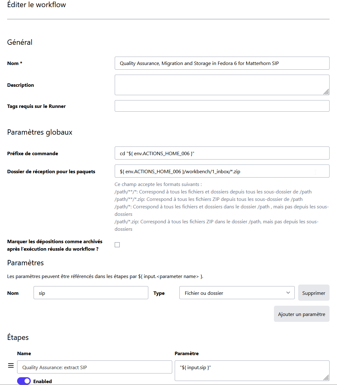 Éditer un workflow