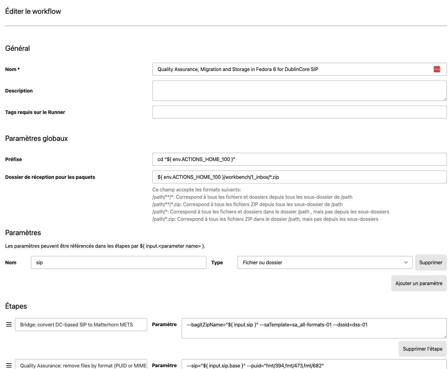 Éditer un workflow